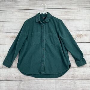 Madewell Flannel Oversized Ex-Boyfriend Swing Shirt Womens Small Green